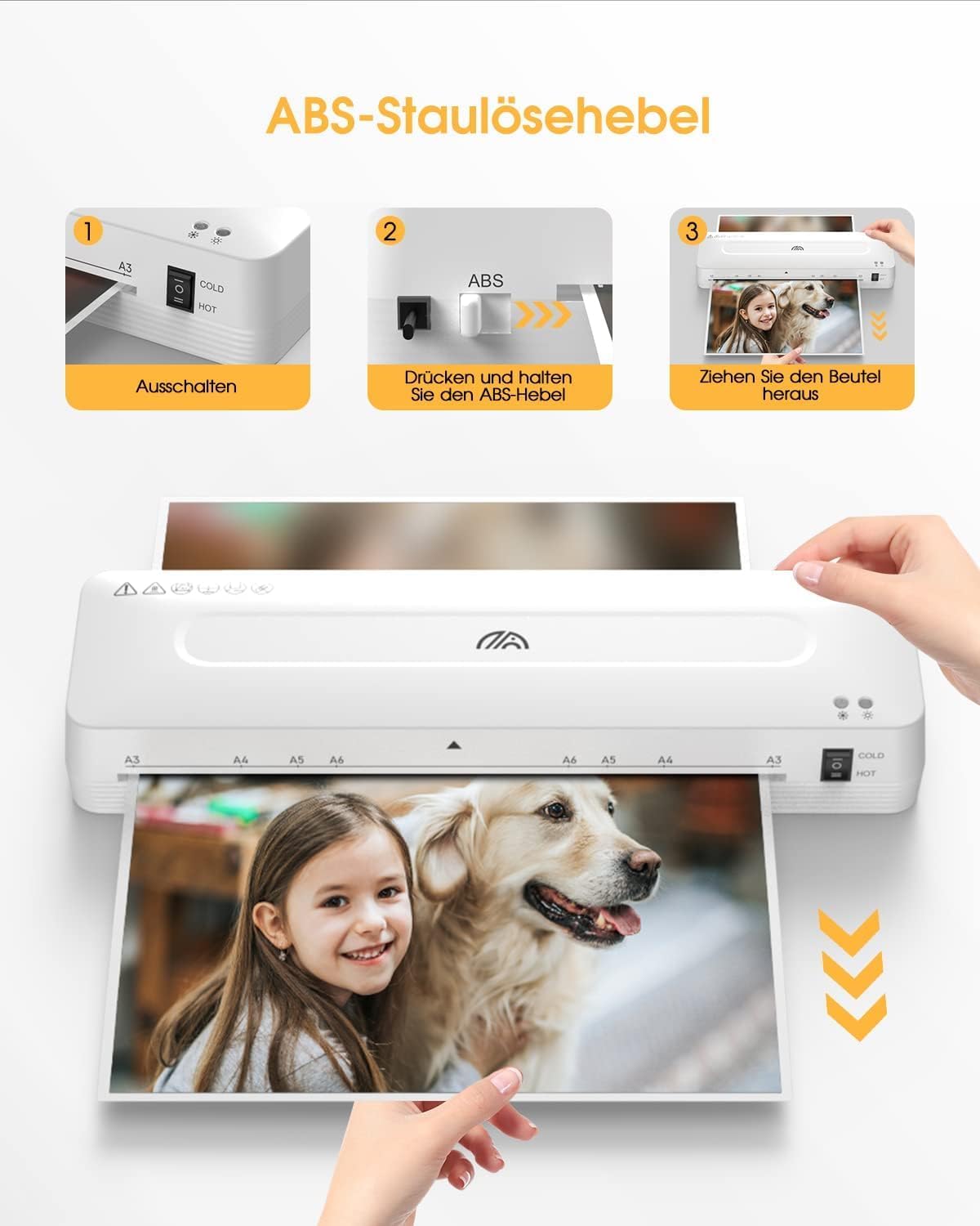 Crenova 13 Inch A3 Laminator Machine,Hot and Cold Settings,with Laminating Sheets Pouches,Paper Trimmer, for Home Office School