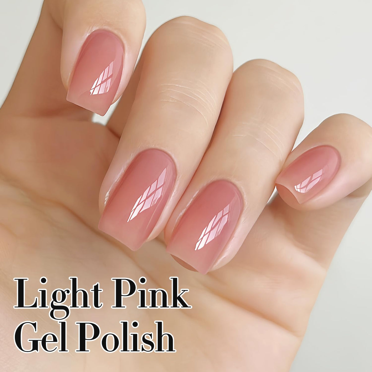Double Rhythm 0.50 OZ Translucent Gel Polish Same Color Same Bottle Sheer Pastel Neutral Natural Milky 15 ML Jelly UV Nail Art DIY at Home (Light Pink-A1494)