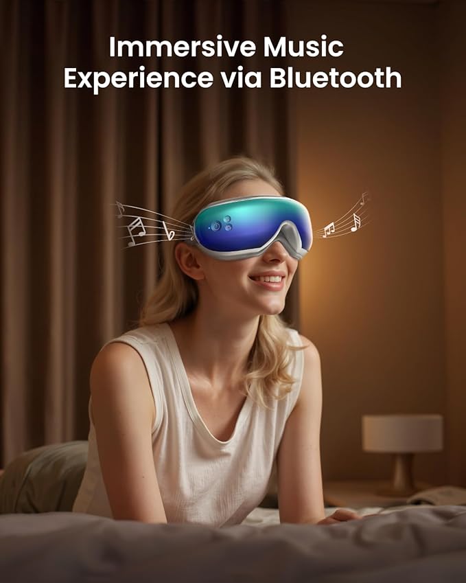 RENPHO Eye Massager, Eyeris1 Heated Massage Sleep Mask FSA HSA with Remote, Compression, Bluetooth, Migraine Massager for Strain Relief, Reduce Stye Eye, Improve Sleep, Birthday Gifts