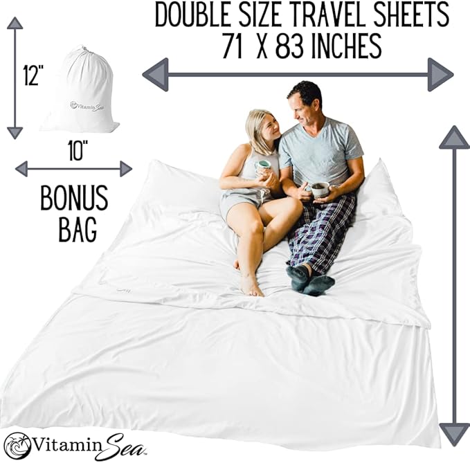 Cotton Sleeping Bag Liner Ultralight | Camping Sheets Lightweight | Travel Sheet | Sleep Sack Adult | Travel Sheet Liners for Hotel | Double