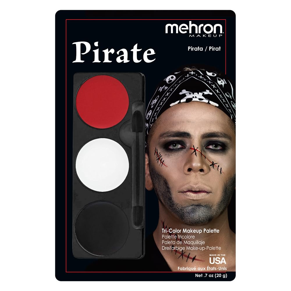 Mehron Makeup Tri-Color Character Makeup Palette | Halloween, Special Effects and Theater Cream Makeup FX Palette | Face Paint Makeup .7 oz (20 g) (Pirate)