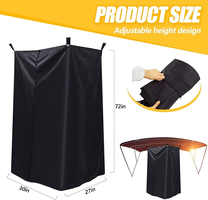 Boats Privacy Curtain Changing Room with Bag Portable Privacy Tent Easy Up Pontoon Enclosure Partition for Pontoons Boat Hanging Tent 27" W x 30" D x 72" H(Black)
