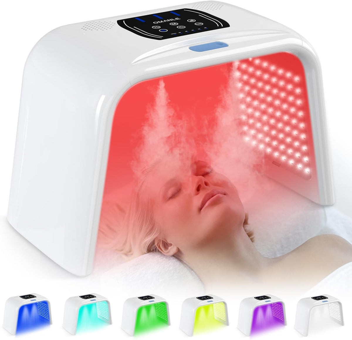 Holsn LED Light Therapy for Face Body with Spray 7 Color LED Face Mask Light Therapy,Cycle Therapy Light & Time Preset & Adjustable LED Brightness Red Light Therapy Face Mask Beauty Salon Home SPA