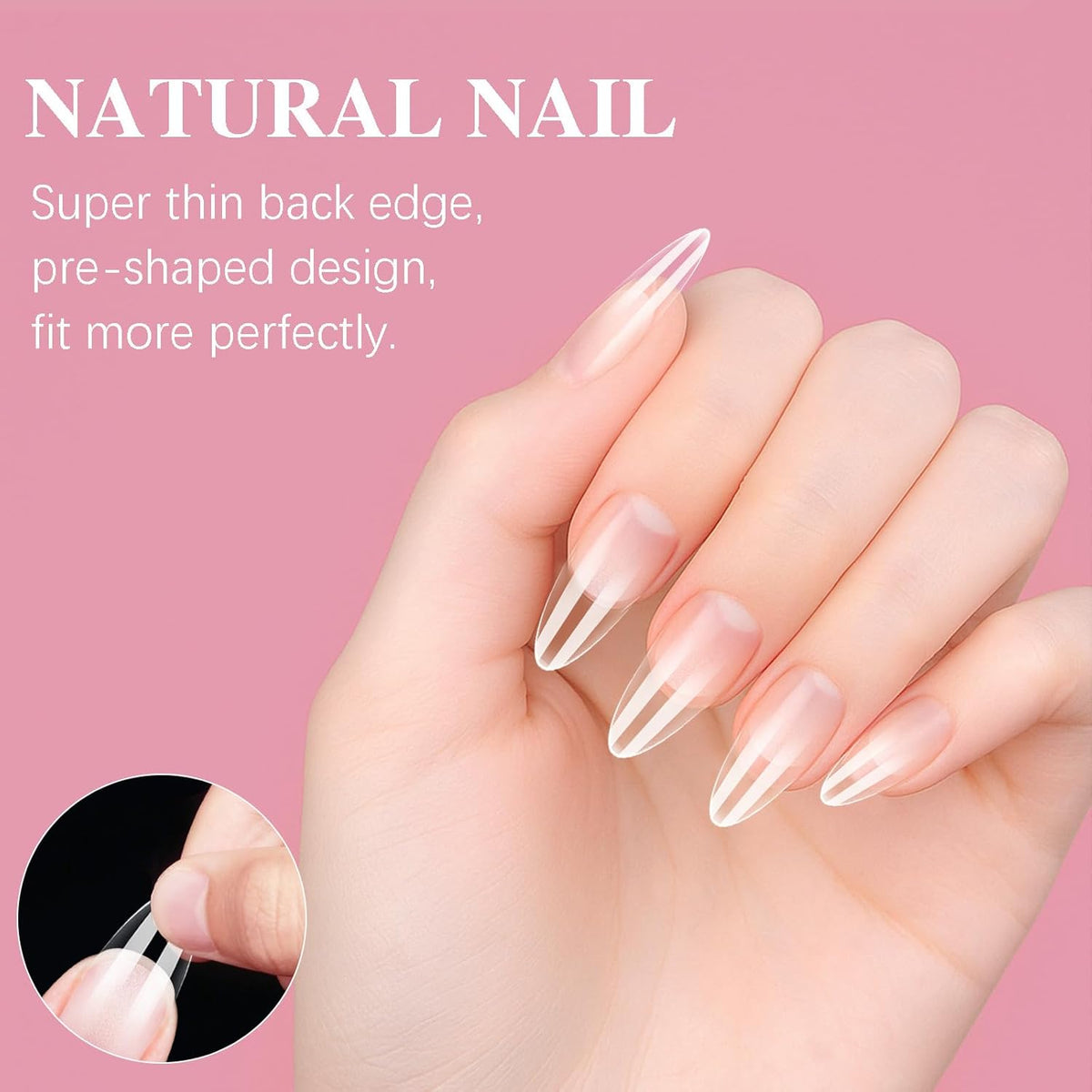 Medium Almond Nail Tips, SSWSBYKE 300pcs Soft Gel Nail Tips for Full Cover Pre-Shaped Acrylic Fake Nails Tips 15 Sizes Half Matte Press On Nails for Extension Home DIY Salon