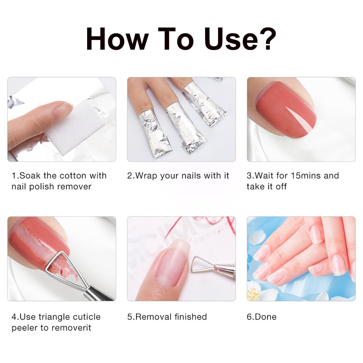 500Pcs Nail Polish Remover Gel Nail Foil Wraps Aluminium Soak Off Foils Cotton Pads Gel Nail Polish Wraps Removal Tool Kit Finger Nail Polish Remover with Lint Free Lager Cotton Pad(500PCS)