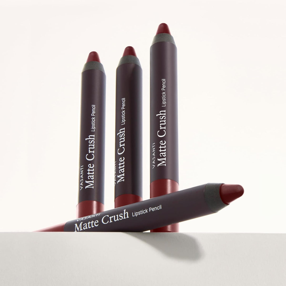 VASANTI Matte Crush Lipstick Pencil – Rosy Pout Medium Pink Brown – Soft, Velvety Matte Finish, Waterproof, Smooth Application – Natural, Vegan, Paraben-Free Lip Color