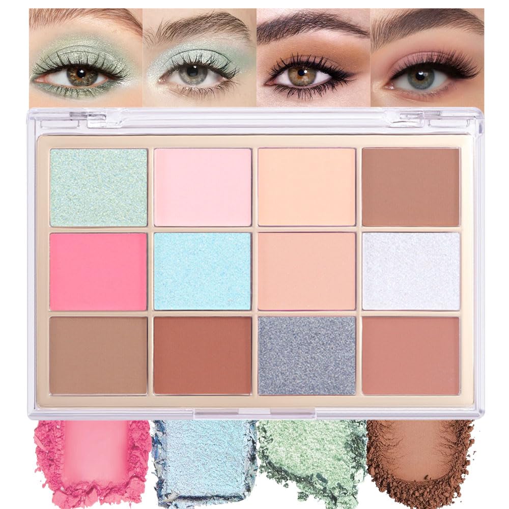 Nude Silver Brown Eyeshadow Palette,Natural Neutral Soft Small Cream Light Colors Eyeshadow Palette,Eye Shadow Palette Long Lasting Naturing-Looking Make Up Pallets for Women,Vegan