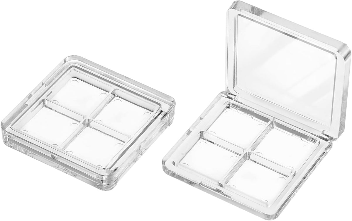 Beaupretty 6 Pieces Empty Eyeshadow Pallet 4 Grids Eye Shadow Lipstick Storage Case Box Clear Makeup DIY Cosmetic Organizer Container