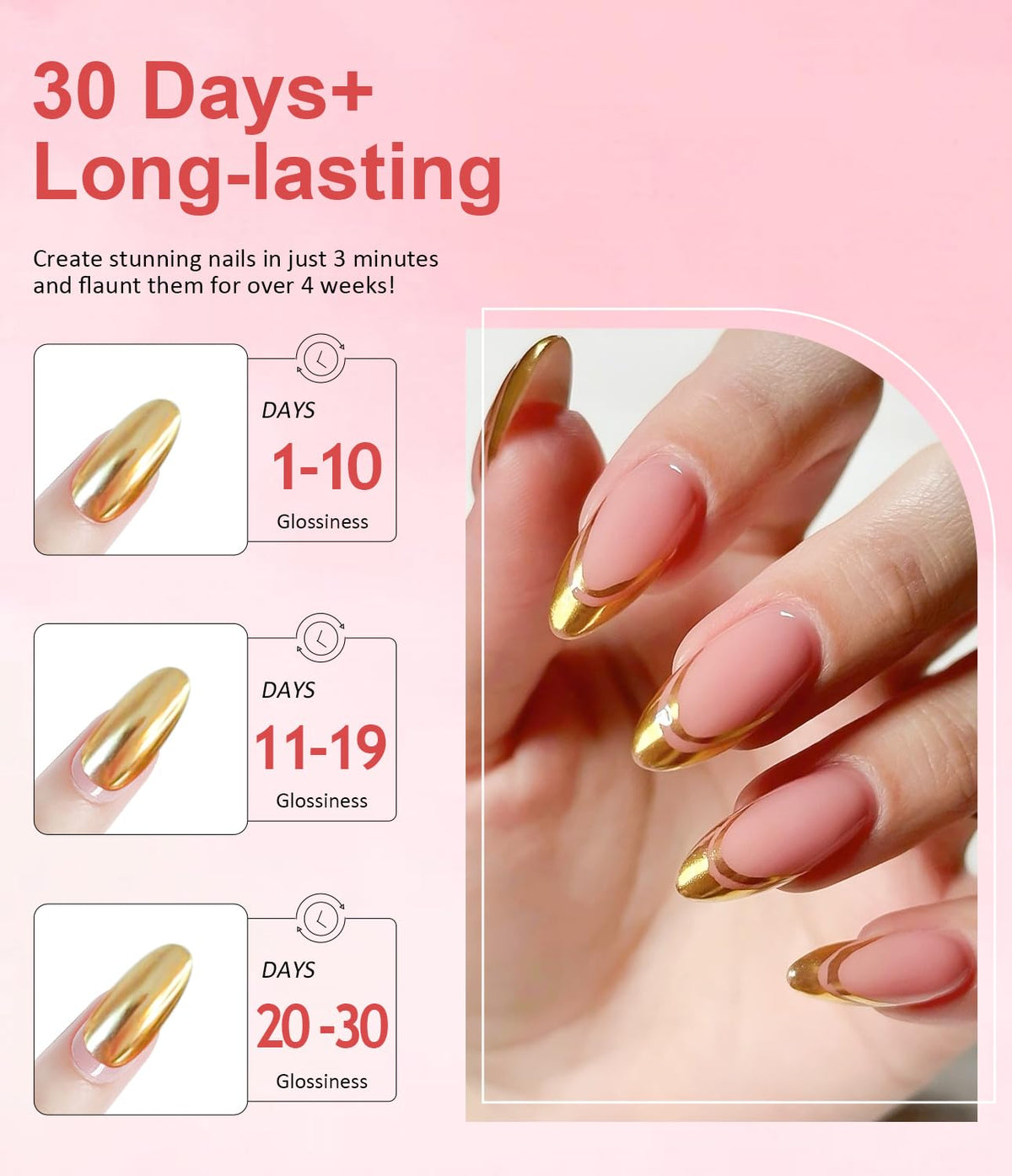 Gold Chrome Nail Powder BISHENGYF -【Magic Mirror Effect】 Pearl Chrome Nail Powder Aurora Mermaid Iridescent White Roas Gold Nail Chrome Powder Pigment Glitter Dust for Manicure Decroation DIY
