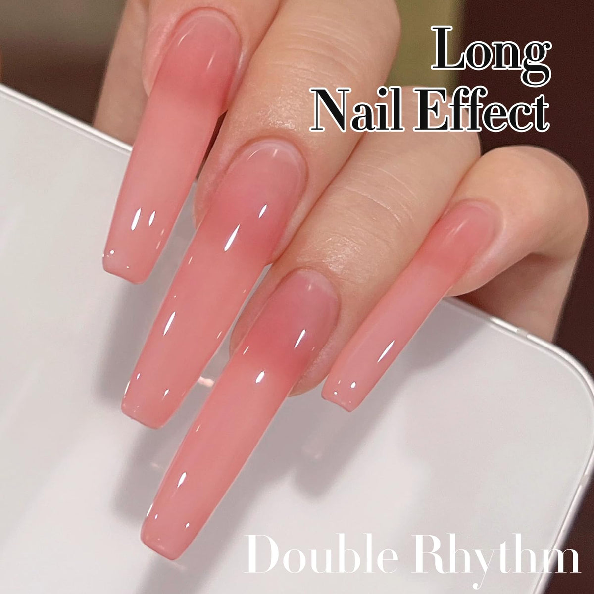 Double Rhythm 0.5Oz Translucent Gel Polish Sheer Neutral Natural Light Milky Same Color Same Bottle 15ML Jelly Gel Polish Art DIY at Home (Pink Rose-A1382)