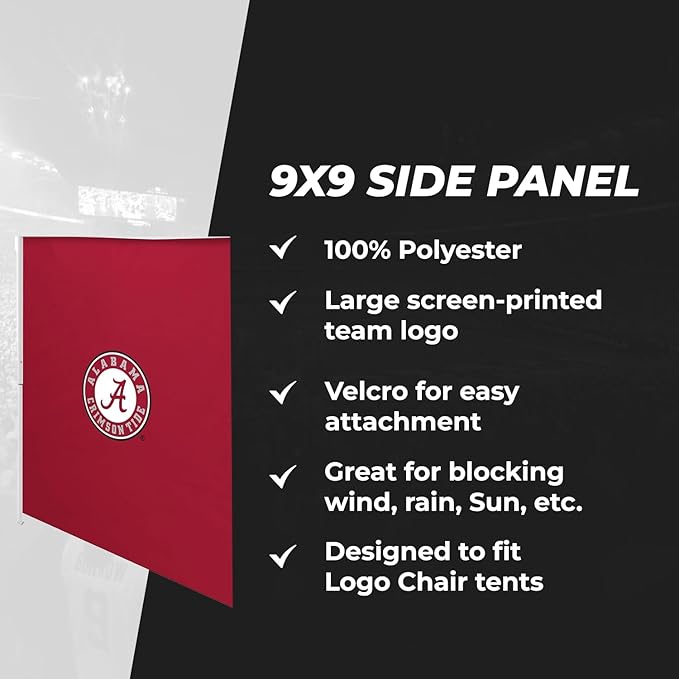 Logo Brands Officially Licensed NCAA Unisex 9 x 9 Side Panel, One Size, Team Color