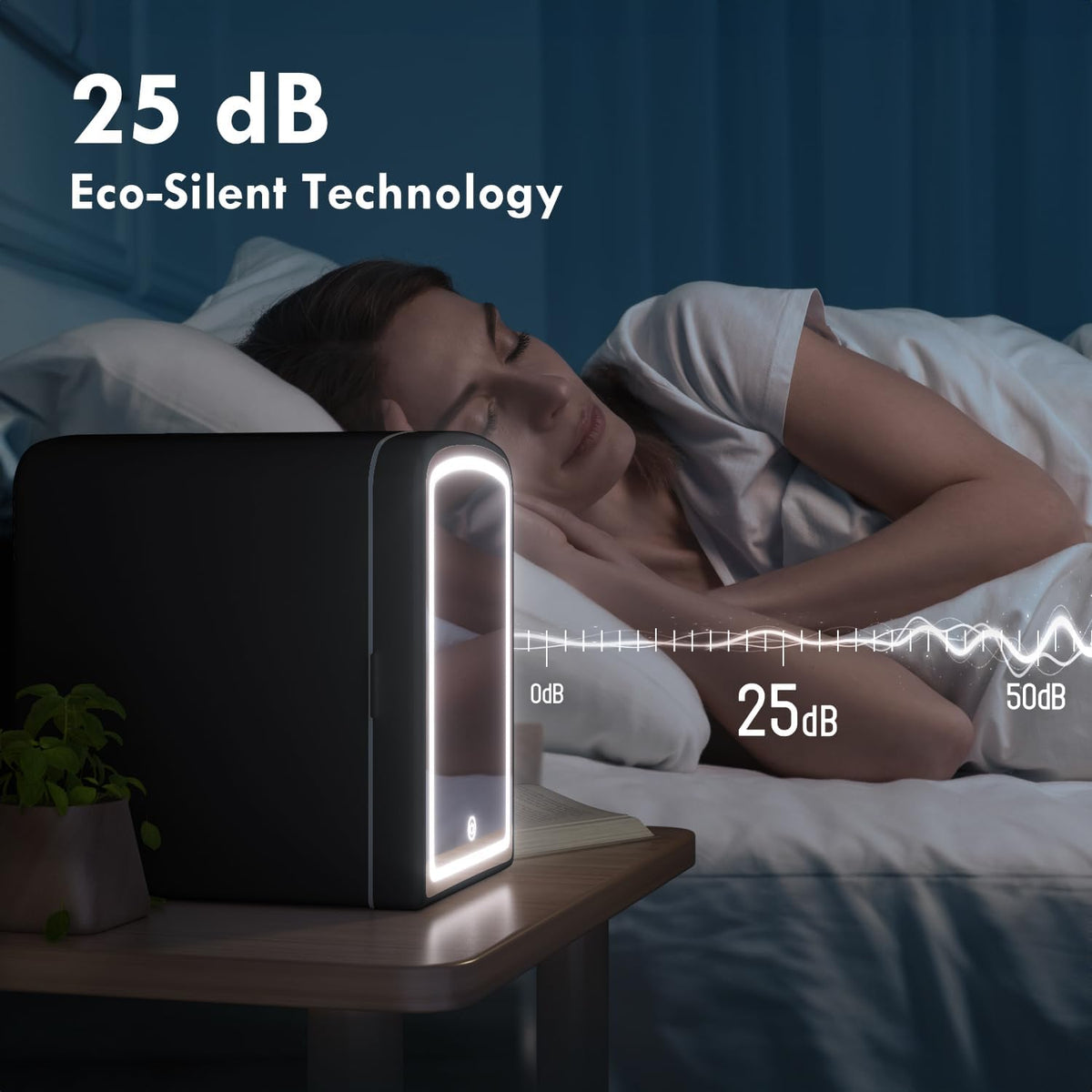 Mini Fridge for Skin Care, 4 Liter Portable Small Fridge with Dimmable LED Mirror, Hot or Cold Personal Beauty Refrigerator for Bedroom, Office, Car, Makeup(BLACK)