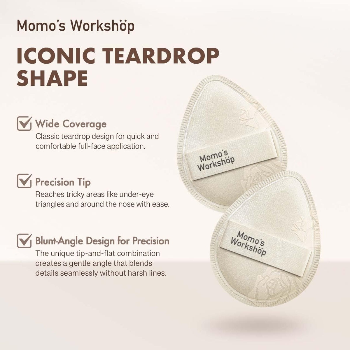 Satin White Egg Makeup Sponge,Firm Bounce Rubycell,Cushion Sponge with Wide PU Leather for Quick-Dry/Full Coverage Foundations, Cosmetic Puff,2pcs Beauty Puffs&Storage Case