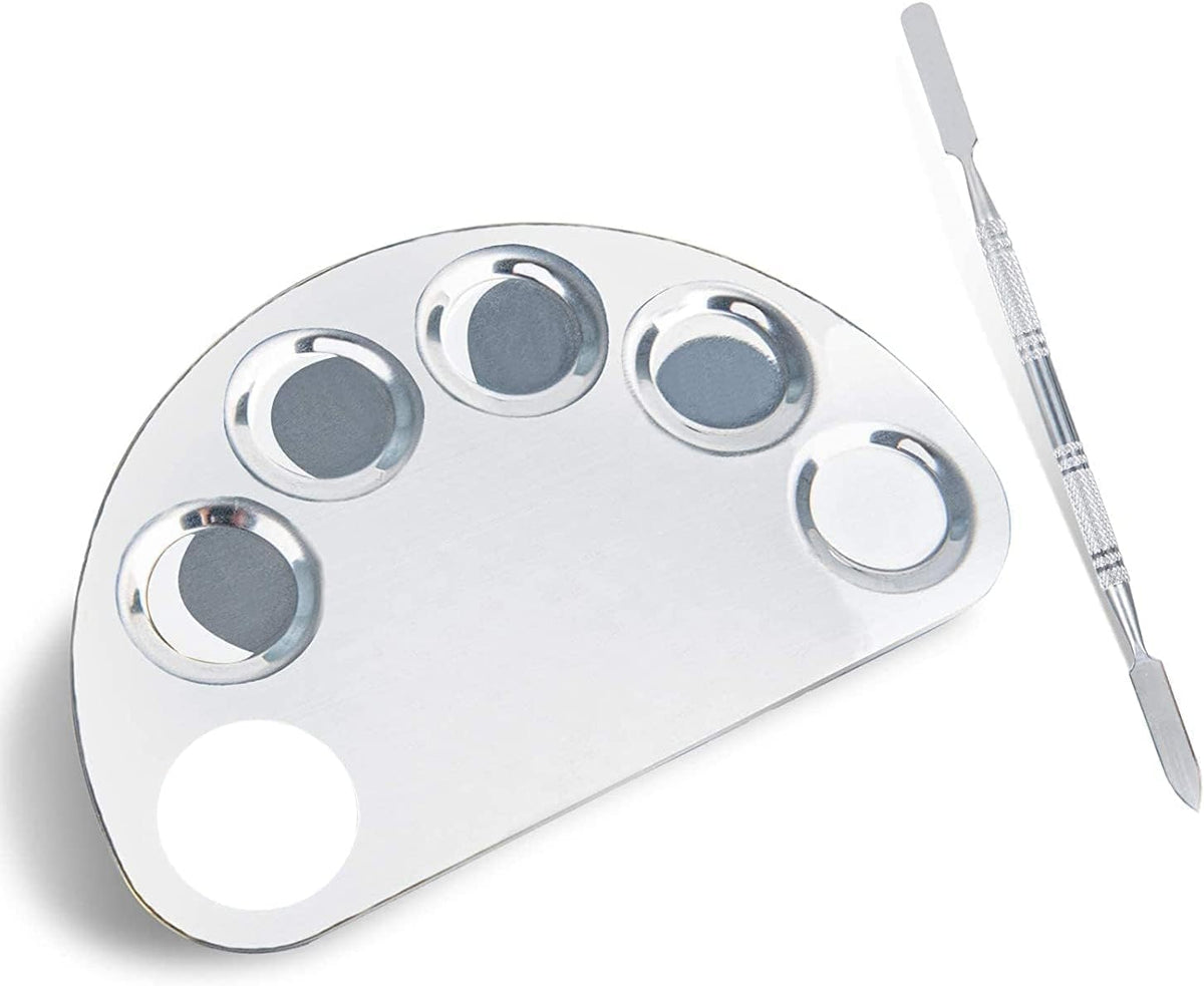 Stainless Steel Colour Professional 5 Paint Wells Palettes with Lid (Set of 1, Silver)