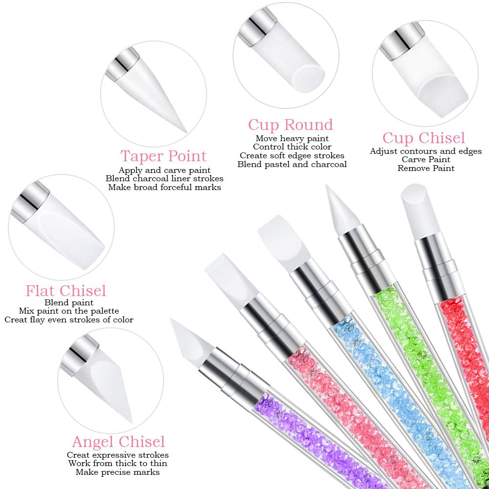 Nail Art Tools,Nail Art Brush,2 sets Nail Stand,5 PCS Dual Tipped Nail Dotting Tool and Sculpture Pen, Acrylic Silicone Nail Pen, Nail Design Tools
