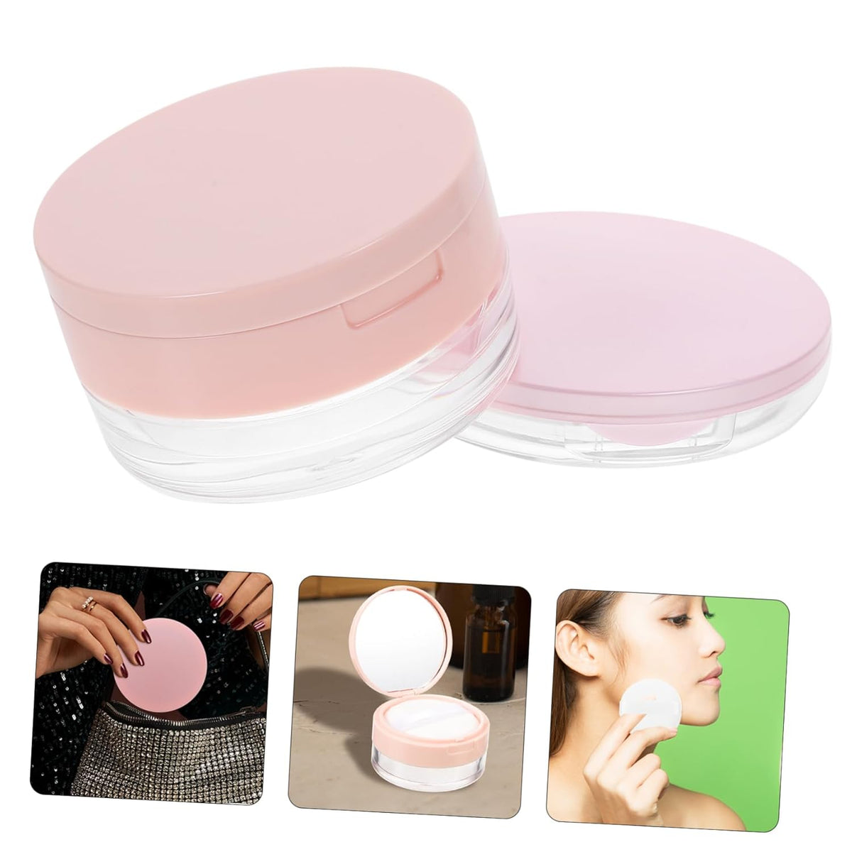 2-piece Mini Empty Cushion Compact Case for Portable Makeup Powder Storage