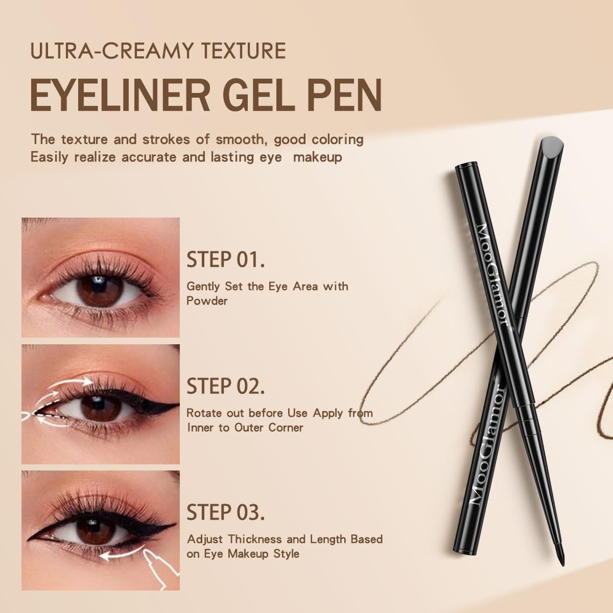 12 Pcs Black Eyeliner Pencil Gel Eyeliner Pen with Retractable and Waterproof Eye Liner for Bold and Defined Eye Liner(Black)