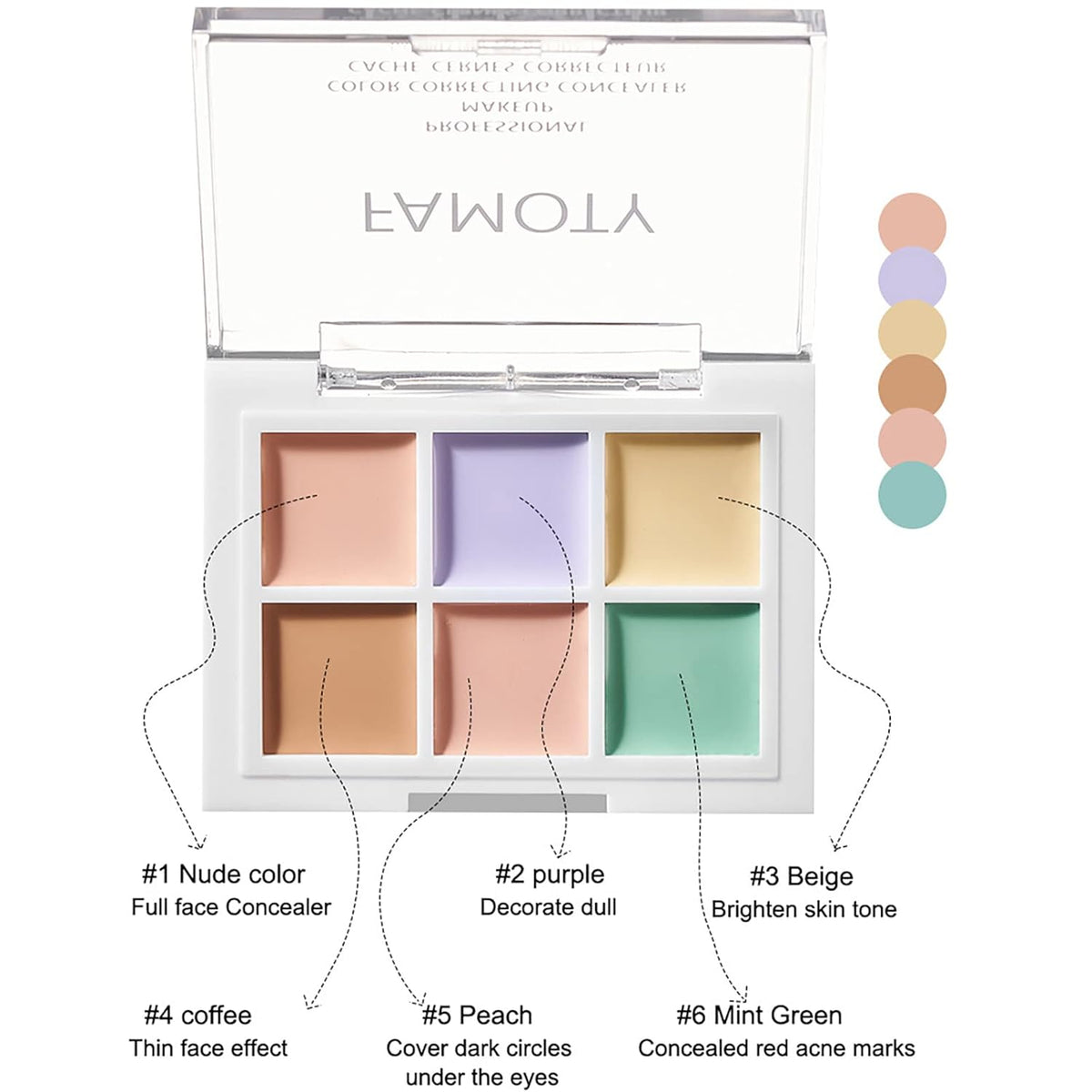 6 Colors Correcting Concealer Palette, with 11 Pcs Complete Function Makeup Brush Set, Contouring Foundation/Concealer Palette for Conceals Dark Circles, Redness, Acne, Blemish