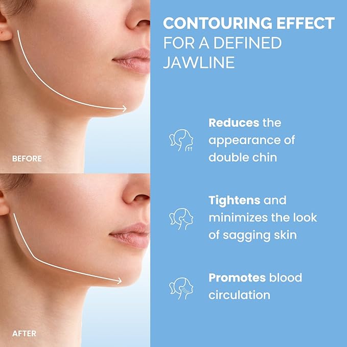 PLANTIFIQUE Chin Strap for Face Contouring - Reusable V Line Ice Silk Fabric Mask - Double Chin Shaping, Adjustable, Breathable Fabric - Jawline Shaper for Women & Men