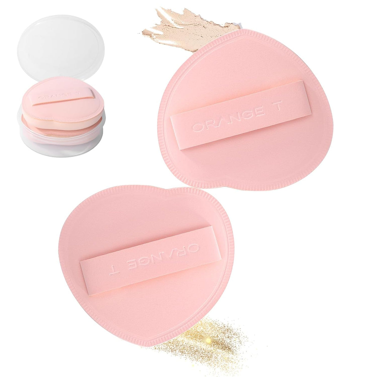 Lilystar 2Pcs Powder Puff Face Soft Makeup Sponge, Soft Triangle Powder Puffs Makeup Sponge Applicator Air Cushion Powder Puff for Liquid Foundation, Cream, Powder, Concealer (Pink)