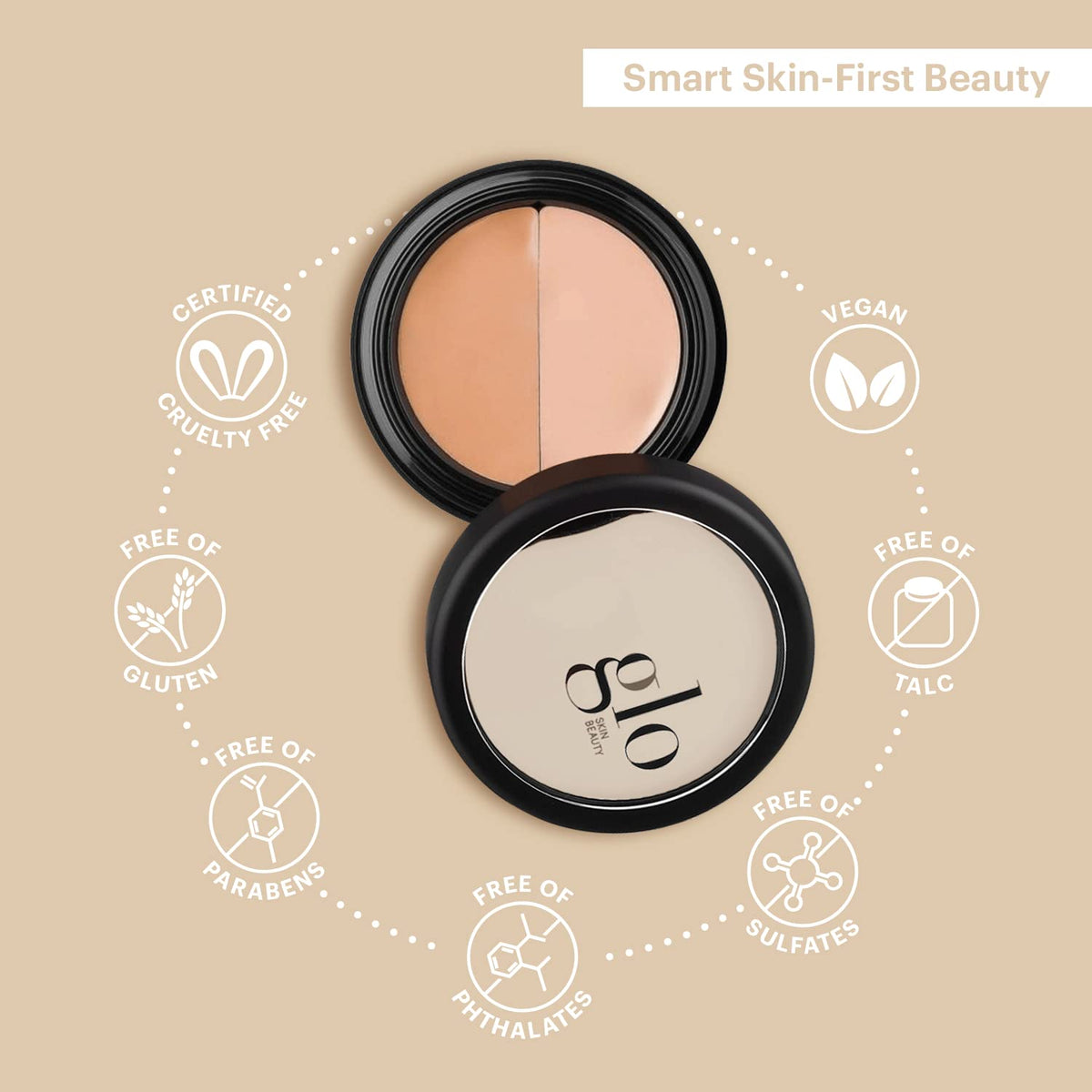 Glo Skin Beauty Under Eye Concealer Makeup with Duo Shades for Custom Blending - Corrects & Conceals Dark Circles & Redness - Buildable Longwearing Coverage (Natural)