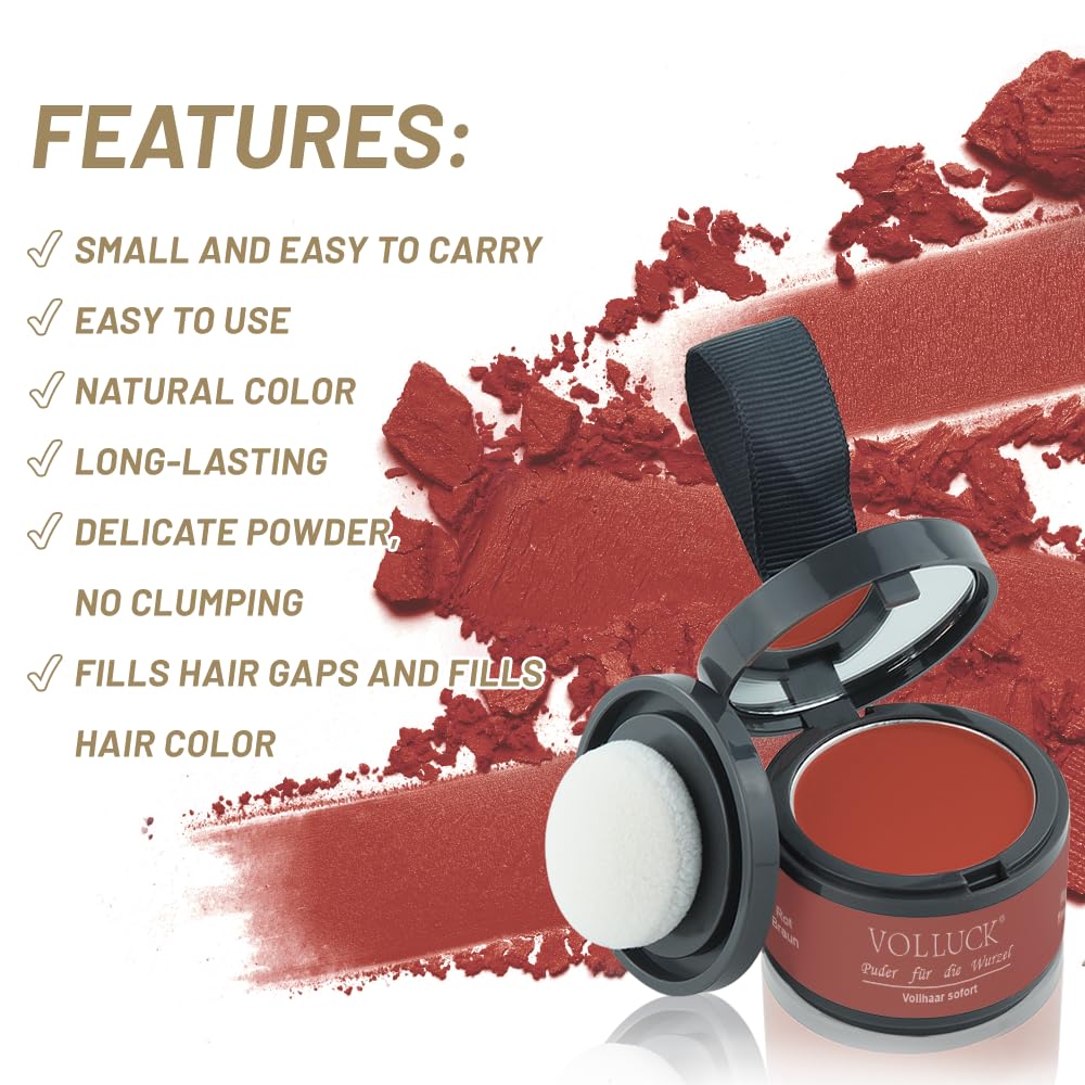 Root Touch Up Powder, Instantly Gray Root Cover Up Hairline Powder, Hair Concealer for Women and Men (A-Red, 2PC)