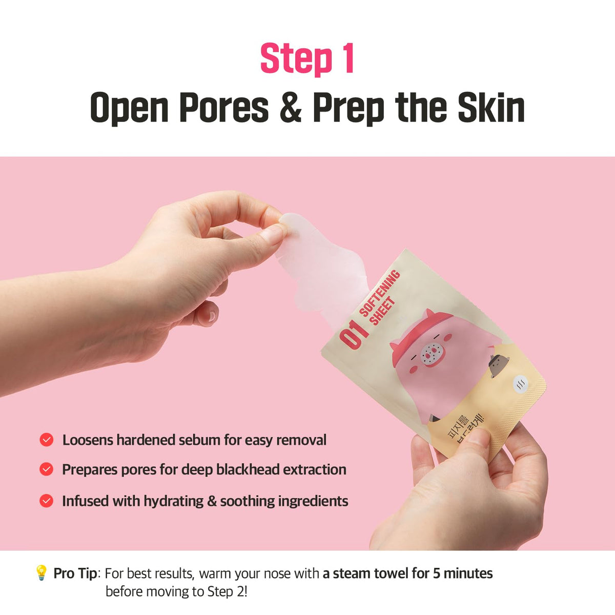 3-Step Blackhead Remover Nose Strips | Korean Pore Strips for Instant Blackhead & Clogged Pore Removal | Deep Cleansing & Pore Care | Hydrolyzed Collagen for Hydration | (10 Count)