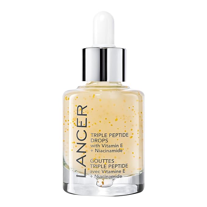 Lancer Skincare Triple Peptide Drops with Vitamin E, Daily Anti-Aging Face Serum with Hydrating Hyaluronic Acid, 1 Fluid Ounce