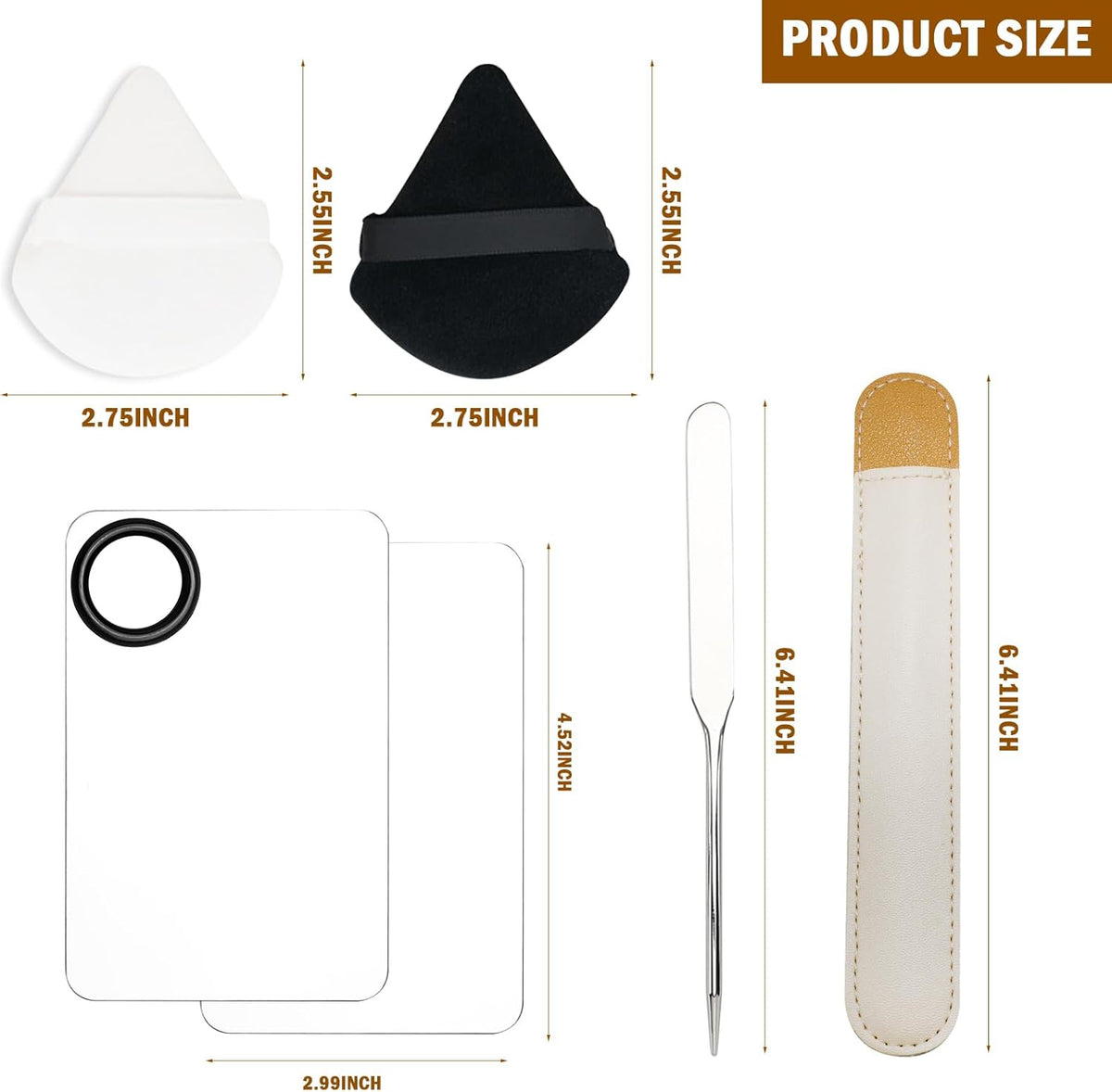 Makeup Spatula and Palette Set Facial Foundation Makeup Tools and Powder Puff Stainless Steel Mixing Spatula for Professional Makeup Nail Art
