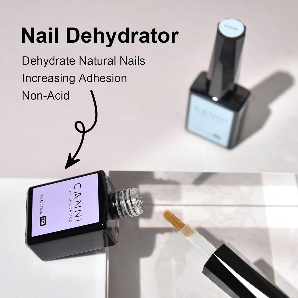 CANNI 2Pcs Acid Free Nail Dehydrator and Primer Set, Air Dry Nail Primer & Pre-dehydrator Nail Bond Gel Manicure Kit DIY at Home Salon Gifts