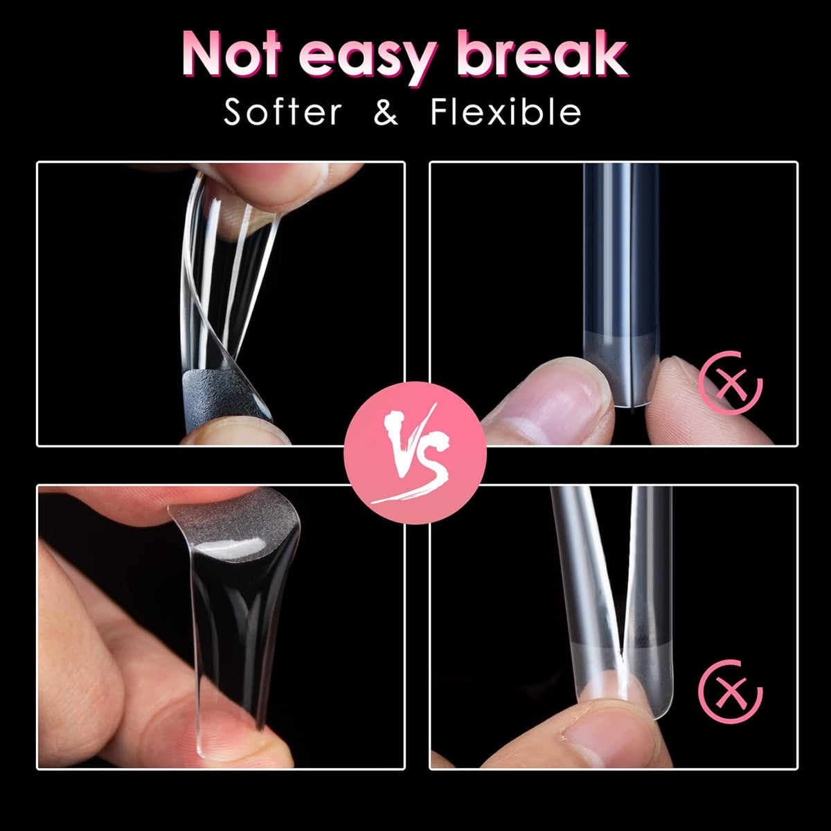Ranrose Long Straight Nails Tips,240PCS Full Cover Soft Gel Nail Tips for Acrylic Nails Professional 12 Size Pre-shaped XXL Straight Shape False Nail Half Matte Fake Nail for Press On Nail Extensions