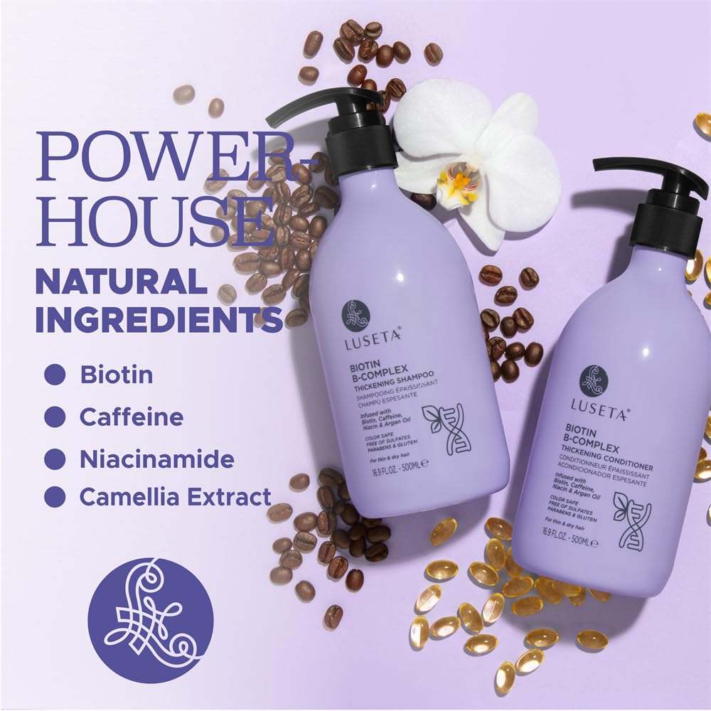 Luseta B-Complex Shampoo & Conditioner Set for Hair Strengthening, Routine shampoo and Conditioner for Women, Biotin Shampoo for Thinning Hair for Women and Men All Types 2 x 16.9oz