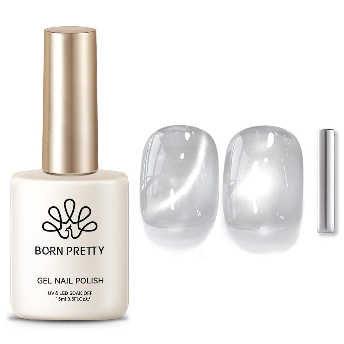 Born Pretty Magnetic Gel Nail Polish Flowing Light White Cat Magnetic Eye Gel Nail Polish White Auroras Cat Magnetic Eye Gel Polish Nail Art Vanish 15ML