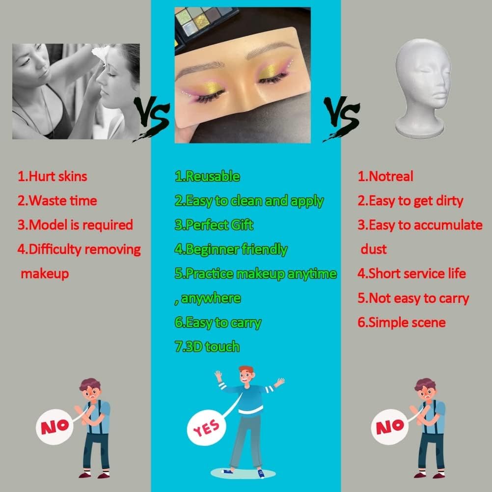 Makeup Practice Face, Makeup Practice Board, The Aid to Practicing Makeup, Silicone Makeup Mannequin Face Easy Makeup Apply and Removal for Professional Makeup Artists and