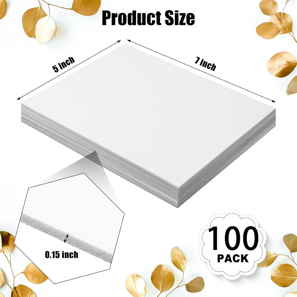 Frienda 100 Pack Foam Boards 1/8 Inch Thickness Foam Poster Boards Core Backing Board for Projects Presentation Board for School Crafts Office Art Projects (5x7x0.125 Inches,White)