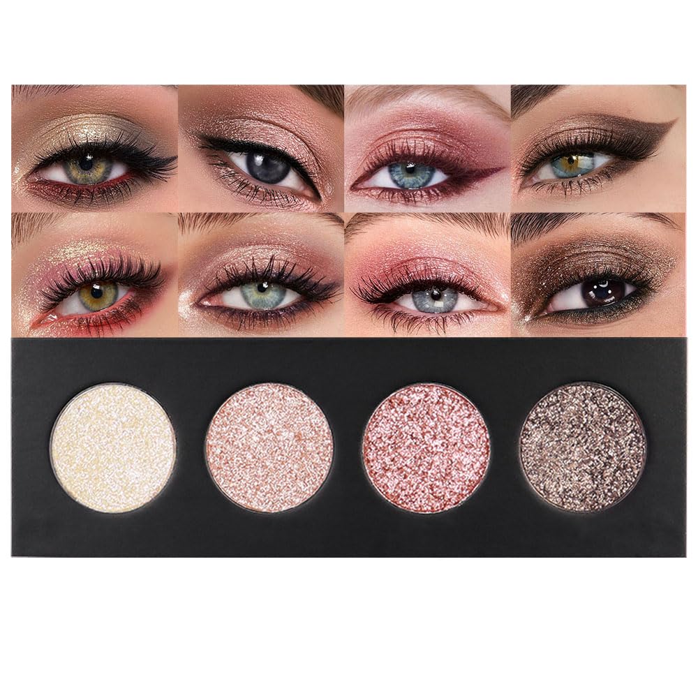 4 Colors Highlight Pink-Purple Eyeshadow Palette, SHANY Cosmetics Shimmer Palette, Cruelty-Free and Vegan Formula, Glitter Eyeshadow for Professional Makeup