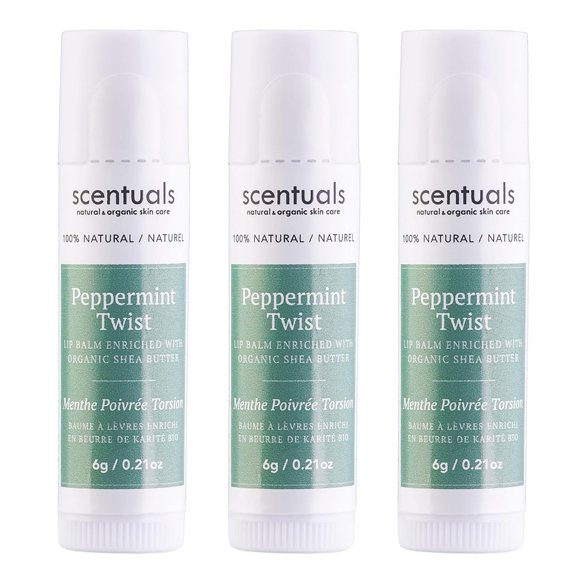 Lip Balm Peppermint Set of 3, Made with Shea Butter, Cocoa Butter, Avocado & Jojoba oil, Beeswax, Vitamin E and Essential oil, Moisturizing Lip Care, Cruelty Free Hydration, Natural (3 Pack)