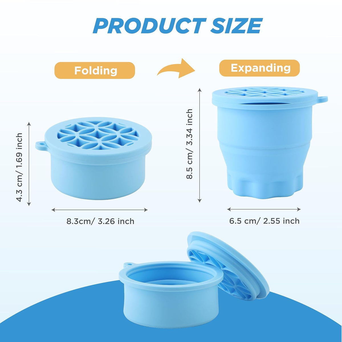 Makeup Brush Cleaner - Foldable Silicone Makeup Brush Cleaner Mat with Brush Storage Holder Makeup Brush Cleaning Bowl Cosmetic Brush Washing Tool for Cleaning Organizer and Drying (Blue)