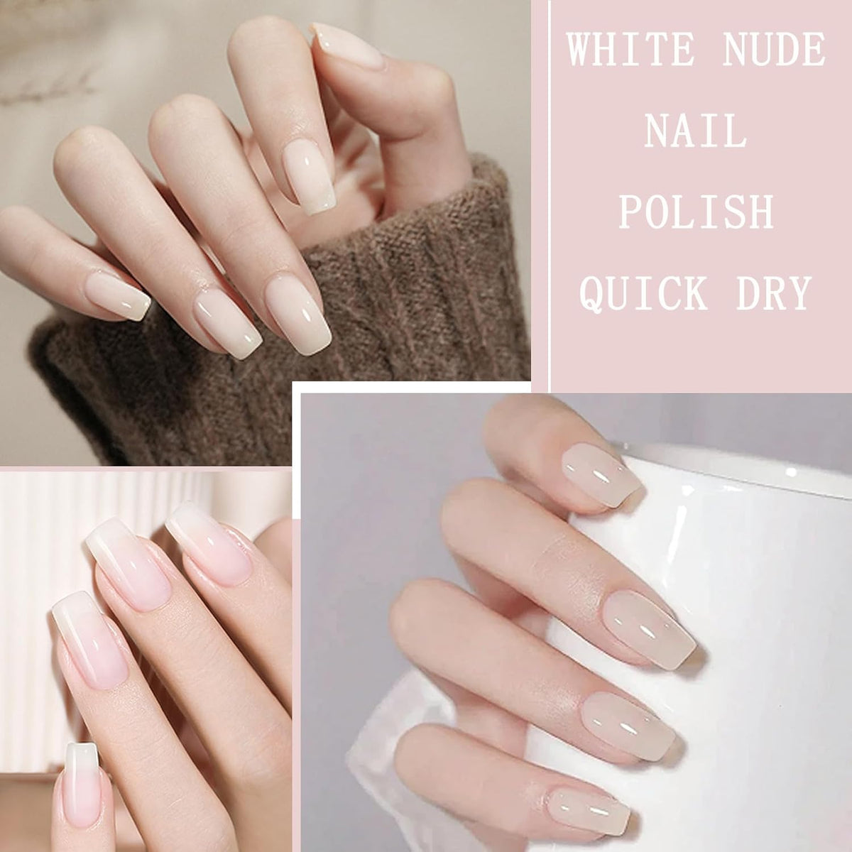 Milky White Gel Nail Polish - Long Lasting, Quick Dry for Women and Girls