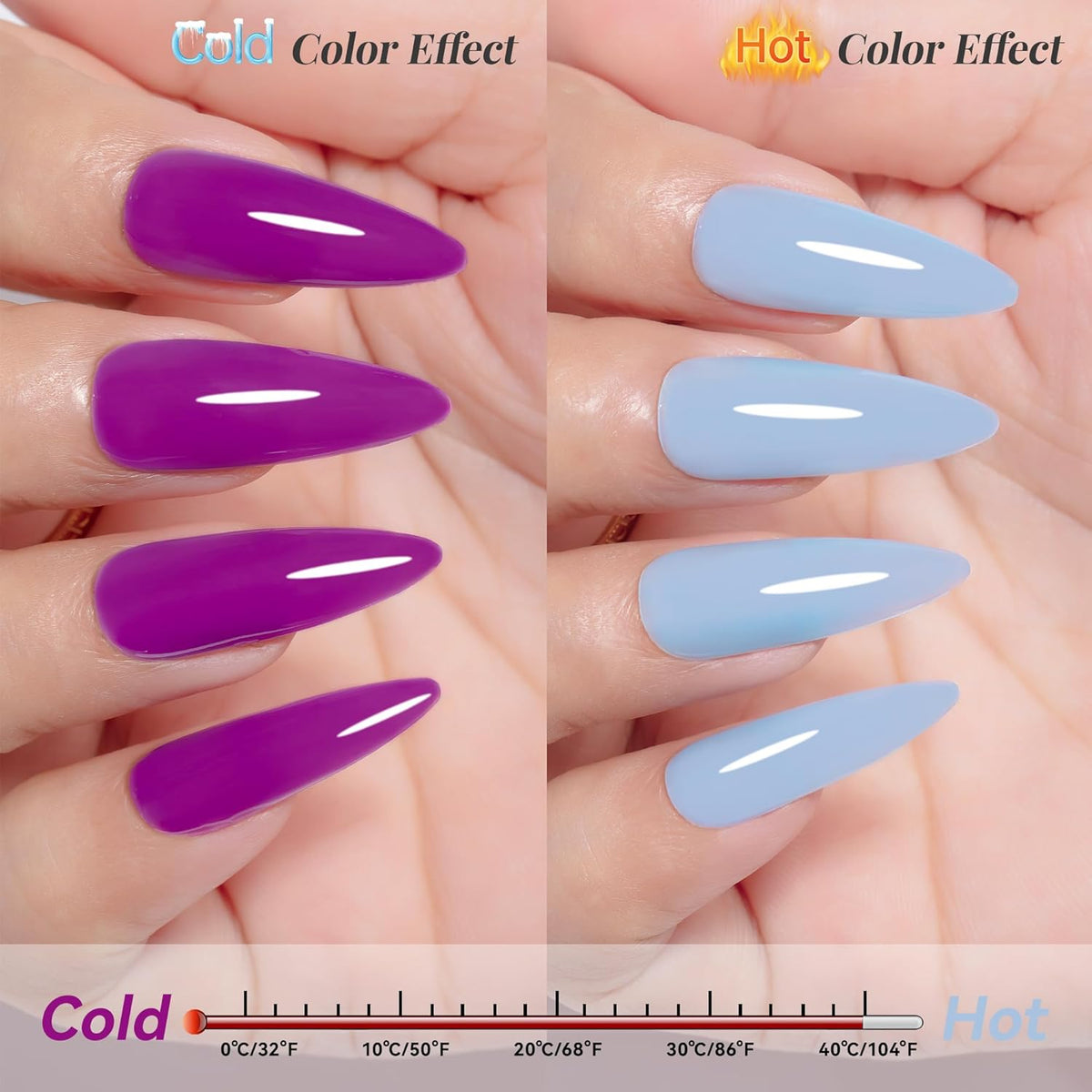 YTD Likomey Color Changing Gel Nail Polish,15ml Blue to Purple Mood Temperature Change Colors UV Nail Gel,Fall Winter Thermal Ombre Manicure Varnish,WB428