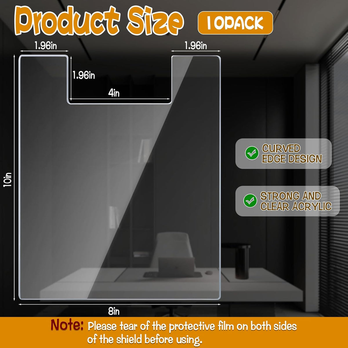 10 Pack 8'' x 10'' Acrylic Literature Shield for 8.5'' x 11'' Brochure and Magazine Holders to Keep Papers from Falling Forward Clear Literature Holders Shield for Store Shopping Mall Office