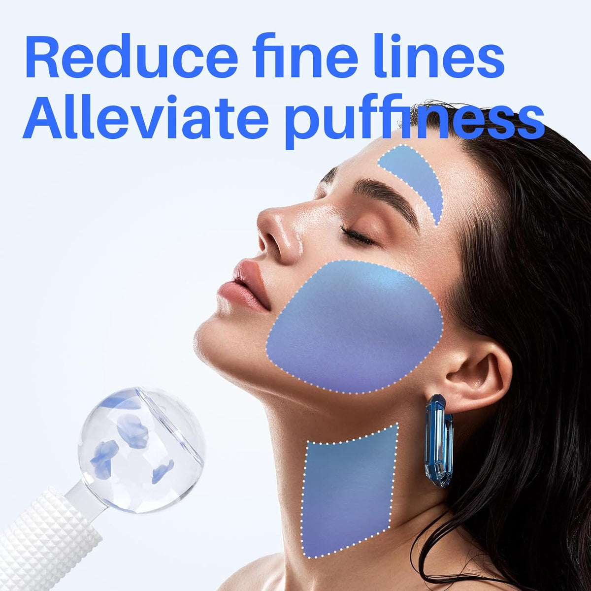 Ice Globes & Ice Roller for Face and Eyes - Facial Massage Tools for Skin Care, Reduce Wrinkles & Puffiness, Cooling Globes & Roller Ball for Glowing Skin 2PCS (Blue)