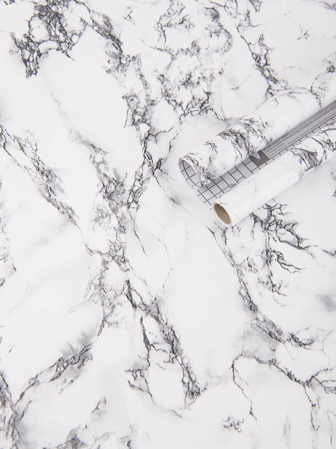 Art3d 17.3" x 120" (Pack Of 1) Wall Panel Marble, Black/White