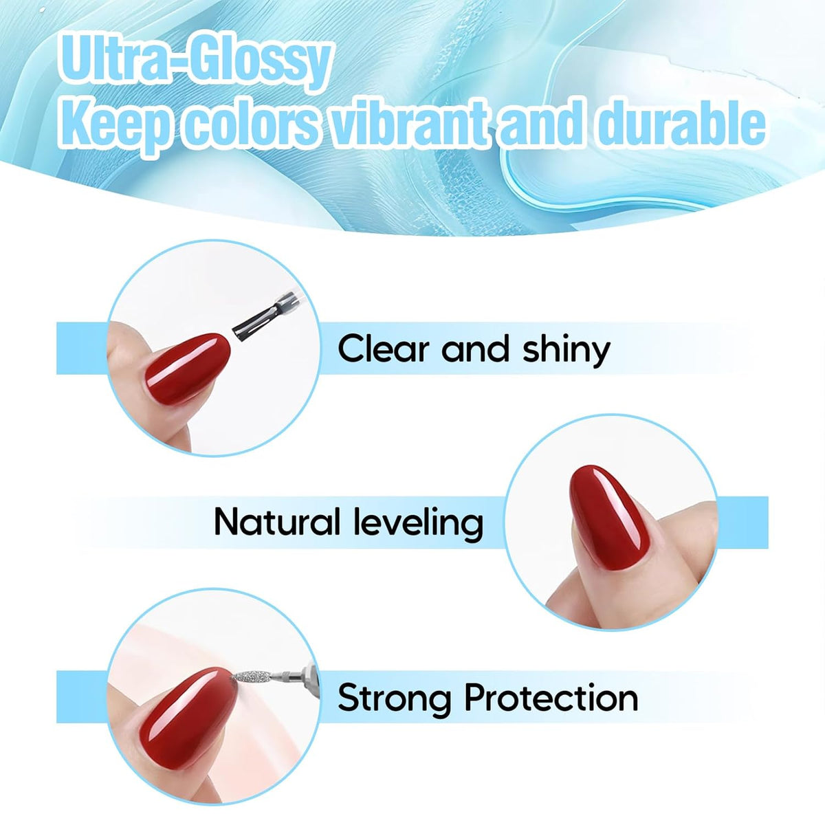 ADHERE Gel Polish 15ml No Wipe Gel Top Coat for Chrome Nail Powder, High Gloss Gel Shine Finish and Long Lasting, Soak Off with Nail Lamp,Perfect for Beautiful Nail Designs
