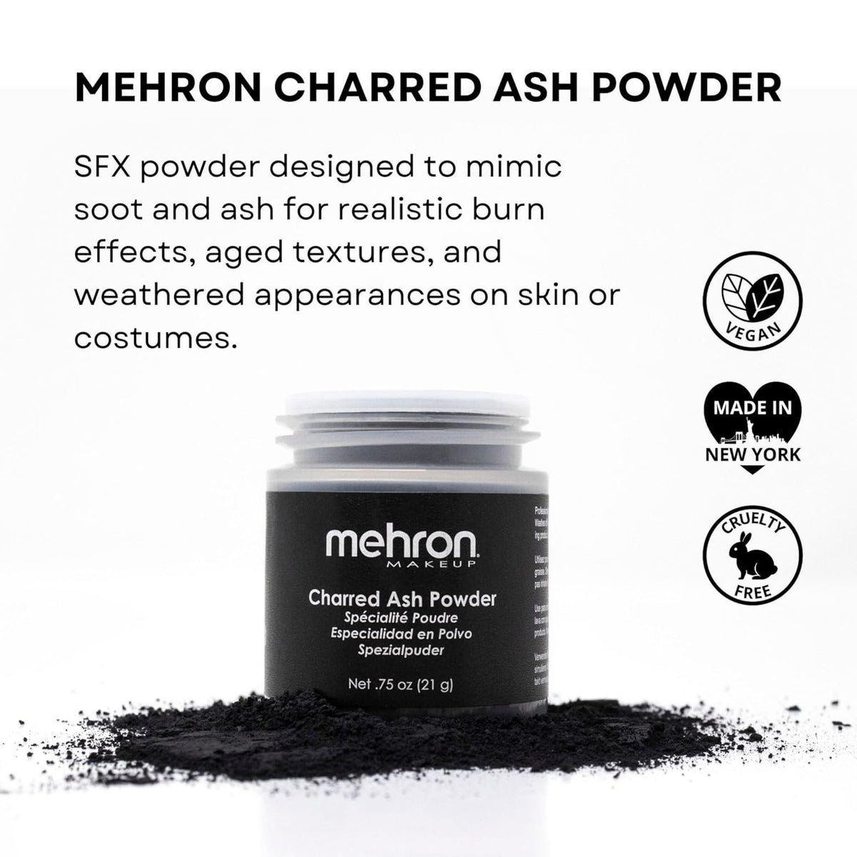 Mehron Makeup Special Effects Powder (.75 oz) (Charred Ash)