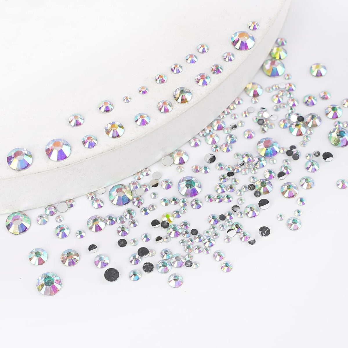 Canvalite 2784Pcs Flat Back Gems, Rhinestones with 5Pcs Jewelry Glues, Pick Up Tweezers and Rhinestones Picker Dotting Pen, Nail Art Tools for Nails, Clothes, Face, Craft