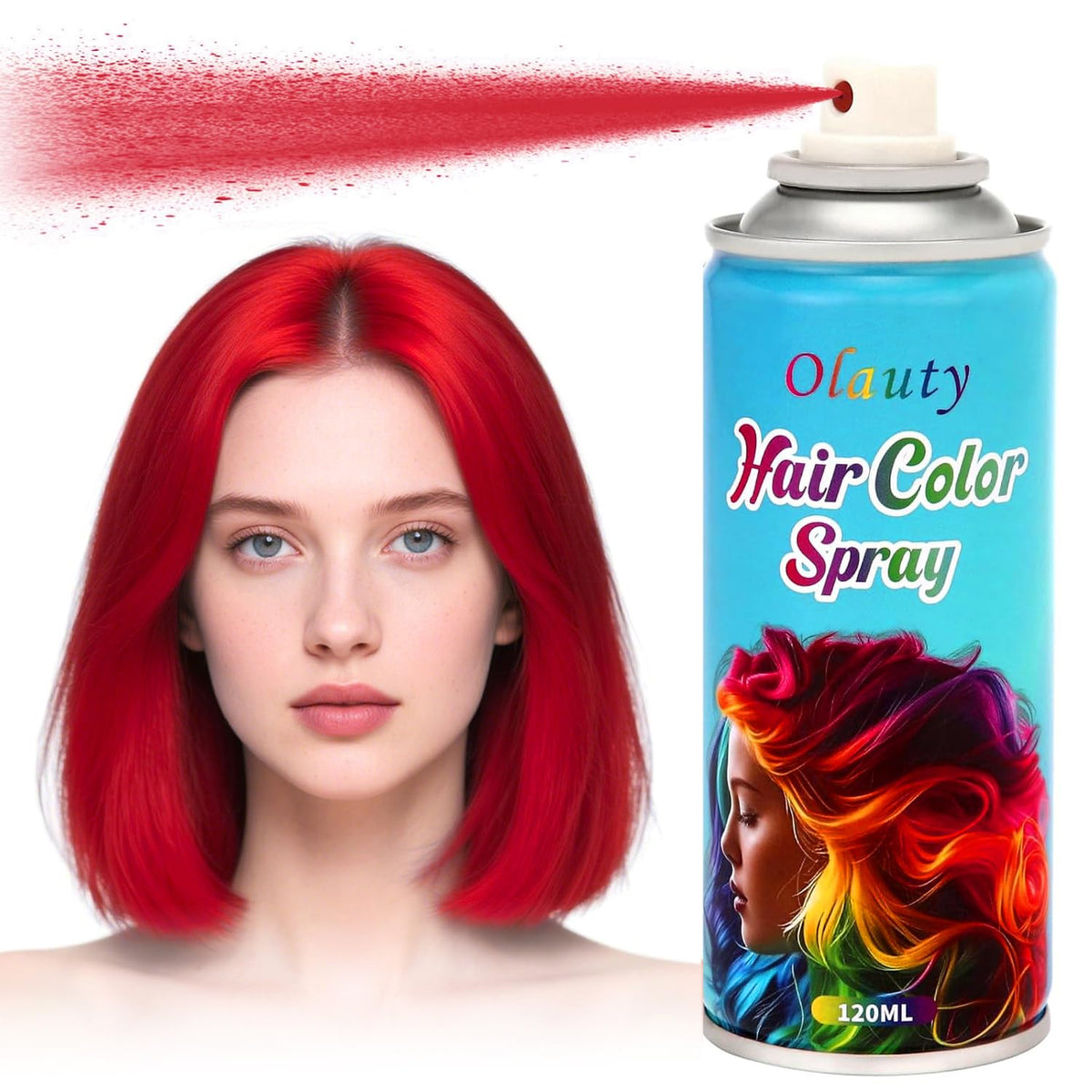 Red Hair Spray, Temporary Hair Dye Spray For Kids Women Men,Washable One-Time Use Hair Color Wax, Non-Sticky Hair Coloring for Cosplay Party, Halloween DIY Crazy Hair Day (Fire Red)