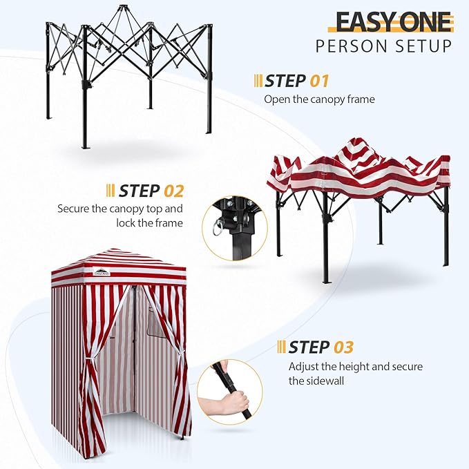 EAGLE PEAK Flex Ultra Compact 4x4 Pop-up Canopy, Sun Shelter, Changing Room, Portable Privacy Canopy Cabana for Pool, Fashion Photoshoots, or Camping, 4x4 ft, Red/White