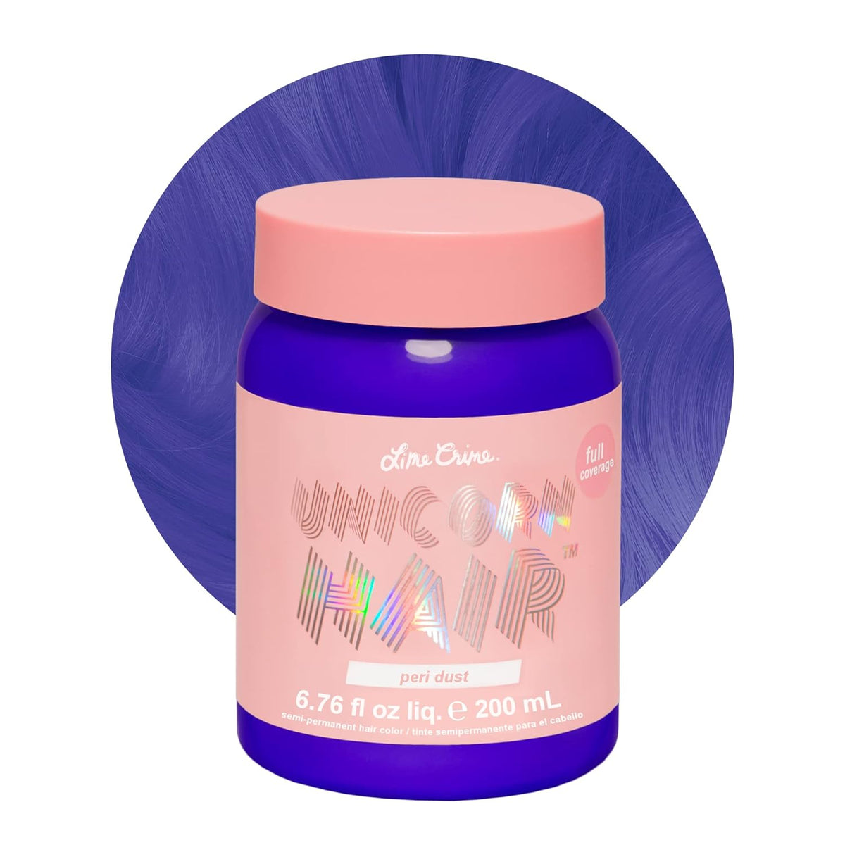 Lime Crime Full Coverage Unicorn Hair Dye, Peri Dust - Damage-Free Semi-Permanent Hair Color Conditions & Moisturizes - Temporary Hair Tint Kit Has A Sugary Citrus Vanilla Scent - Vegan