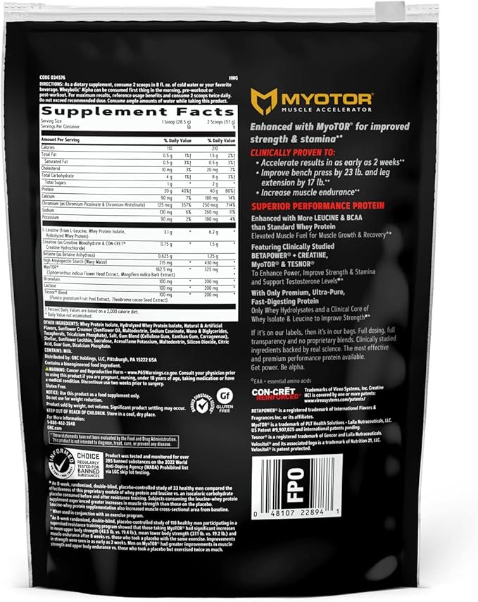GNC AMP Wheybolic Alpha Clinically Proven Protein Powder, Increases Muscle Strength, Size & Power, Boost Testosterone Levels, 40g Protein, 6.2g Leucine, 15g EAAs, Creatine, Classic Vanilla, 9 SVG